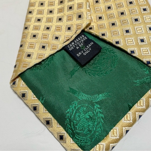 Tommy Hilfiger Silk Tie Yellow Gold Blue Vintage Men’s - Picture 4 of 8